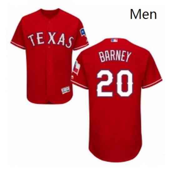 Mens Majestic Texas Rangers 20 Darwin Barney Red Alternate Flex Base Authentic Collection MLB Jersey